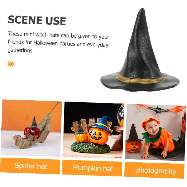 Wakauto 24pcs Miniature Dollhouse Witch Hats Mini Halloween Witch Hat Props Doll House Supplies Tiny Witch Hats for Crafts