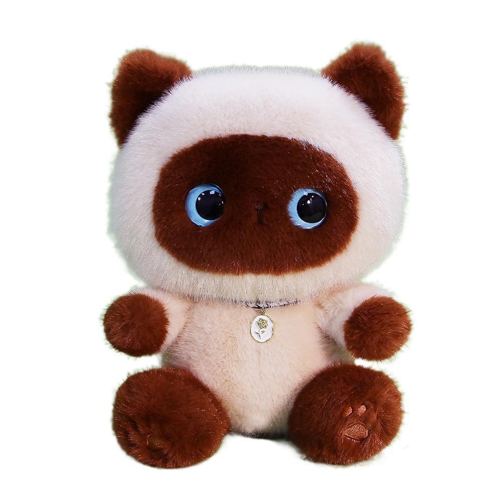 Stuffed Animals Black Cat Plush Toy Furry Cat Table Doll Siamese Cat Doll  Birthday Gifts
