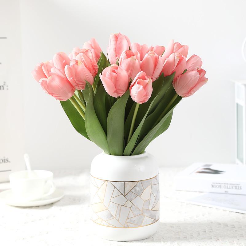 3Pcs Simulation Multicolor Home Decor 13.78 Inch Tulips for Outdoor Courtyard Patio Garden Decoration