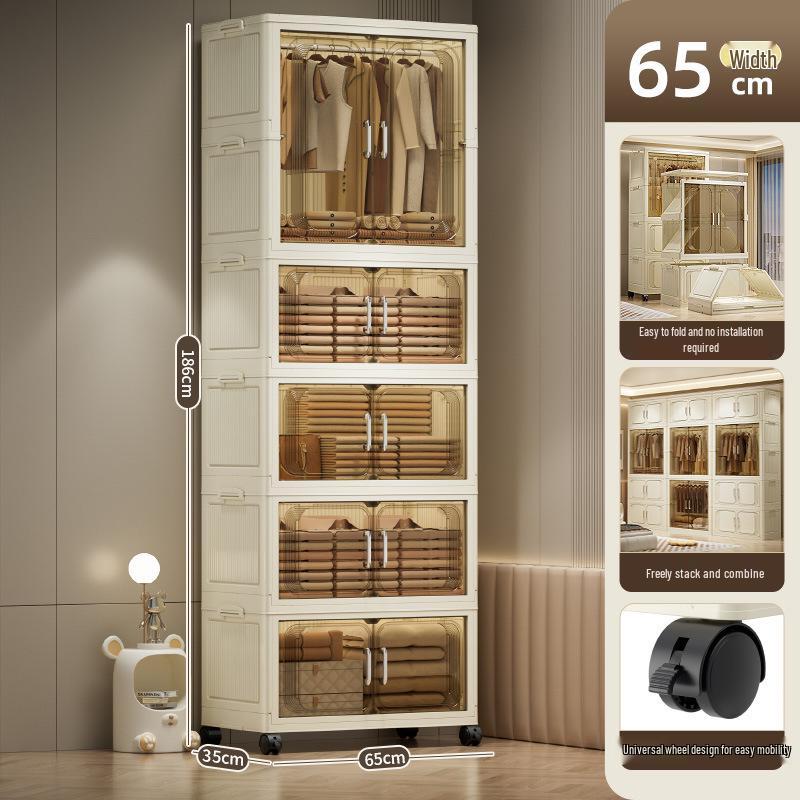 Multi-Layer Foldable Storage Cabinet: Plastic Wardrobe, Shelving Unit, Toy Organizer, Clothes Box