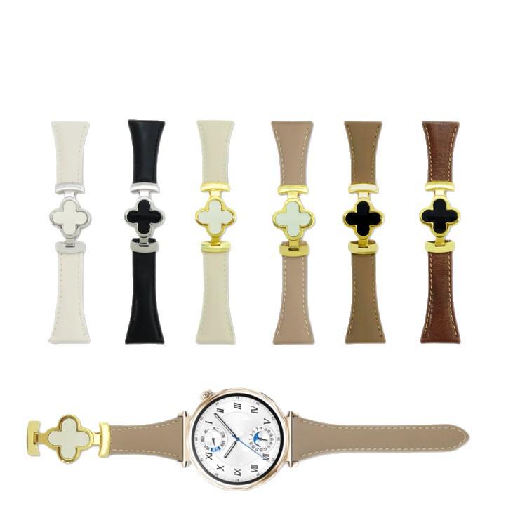 Magnetisches Kalbslederarmband Kleeblatt für Huawei GT4/5, Apple, Xiaomi, Samsung - 18/20/22mm