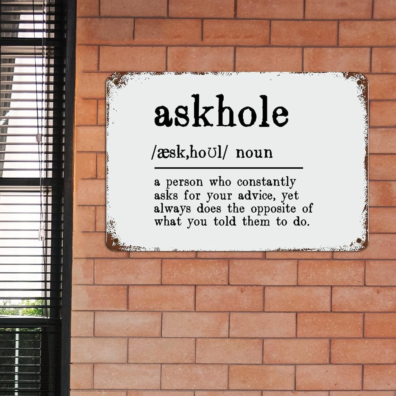 Funny Askhole Metal Sign Askhole Metal Tin Sign Askhole Definition Typography Metal Signs Wall Decor Metal Signs Vintage Funn 20x30cm（7.8x11.8inch）