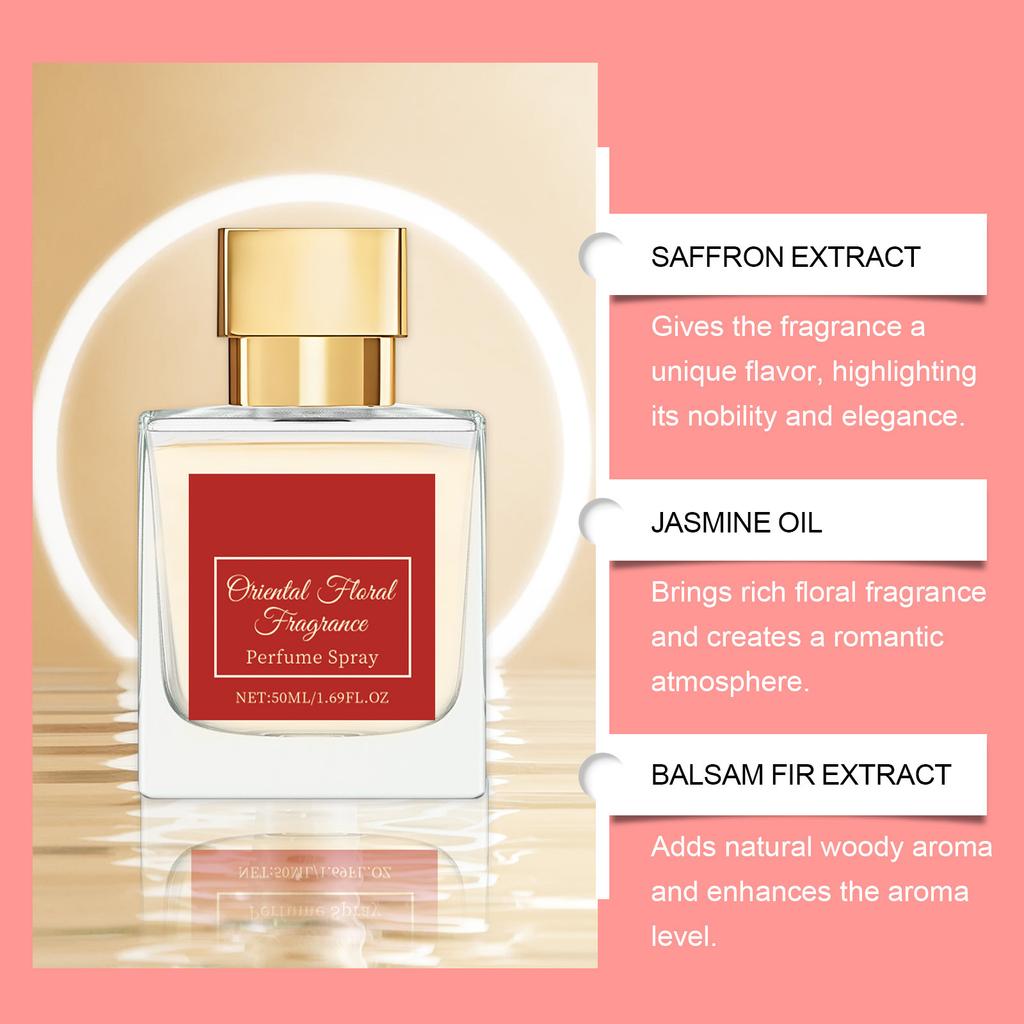 Oriental Floral Perfume SprayUnisex Perfume For Women And MenEau ParfumLuxurious Floral Scent Saffron Jasmine Amber Fir Cedar Long-lasting50ml