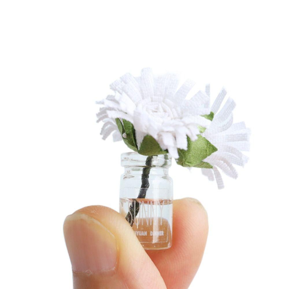 Rose Daisy Dollhouse Flower Vase 1/6 1/8 1/12 Micro Vase Flower Toy Miniature Rose Bouquet