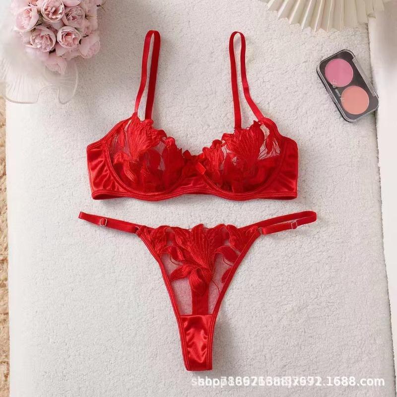 Lingerie sexy à broderie de petites fleurs fraîches ensemble sexuel soutien-gorge sexy charme sexy pour femmes