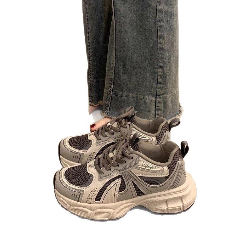 2025 autumn and winter new thick-soled versatile casual shoes women's feet small velvet dad shoes gray sports shoes cotton shoes