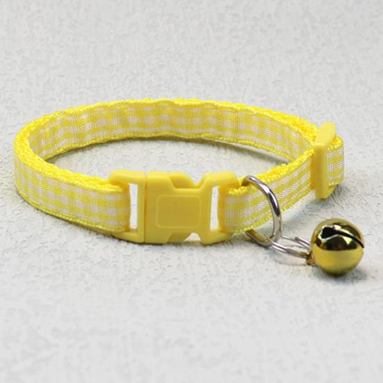 Yousheng Pet Collar Plaid Pattern Multiple Colors Vibrant Buckle Bells Small Dog Cat Regular Collar Pet Accessories