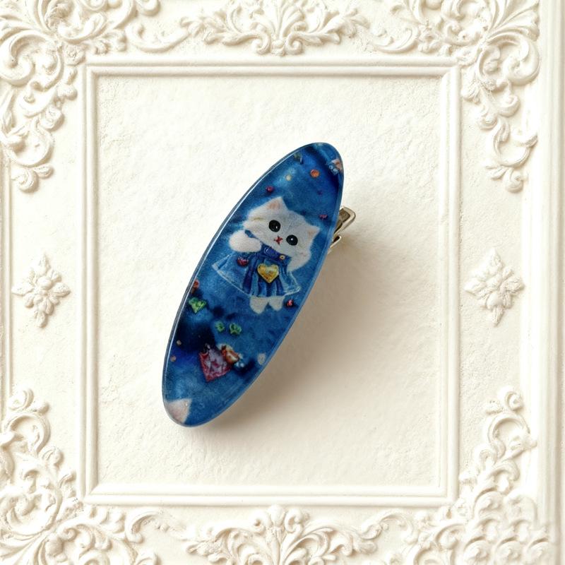 Korean Style Heart Denim Bow Duckbill Hair Clip for Cats - Cute Y2K Girly Accessory