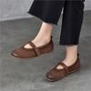 Johnature Retro Flat Shoes Genuine Leather Comfortable Soft Soled Shallow Versatile Women's Shoes