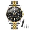 Montre-bracelet pour homme Étanche Analogique Quartz avec Date Bracelet en Acier Inoxydable Grand Cadran Lunette Tournante Noire