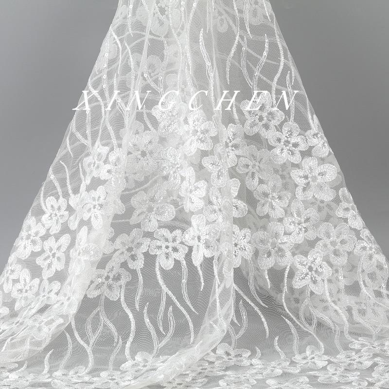 Lace Flat Embroidery Lace Transparent Sheet Full Lace Wedding Dress Dance Clothing Flat Embroidery Lace Fabric