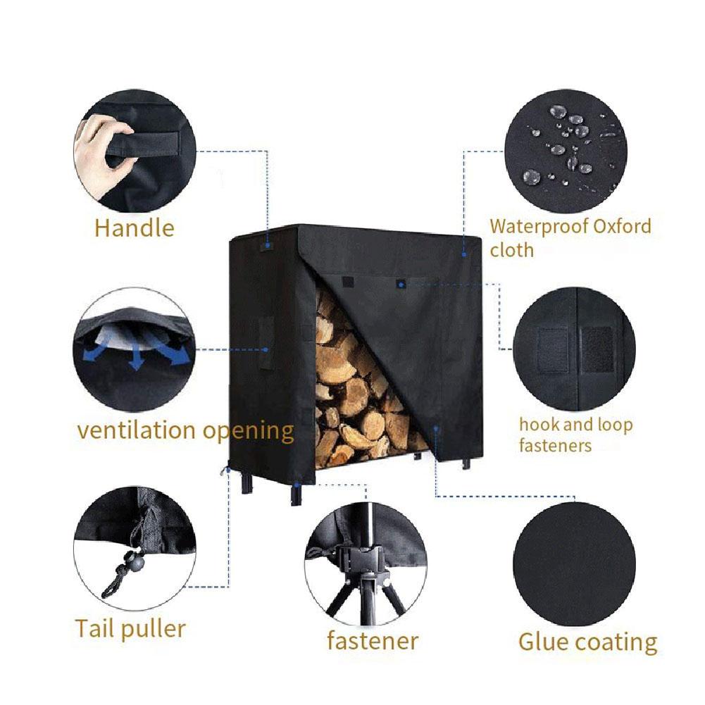 Outdoor Firewood Log Rack Cover 4FT Waterproof Oxford Fabric with Easy Adjustment and Ventilation for Firewood Care