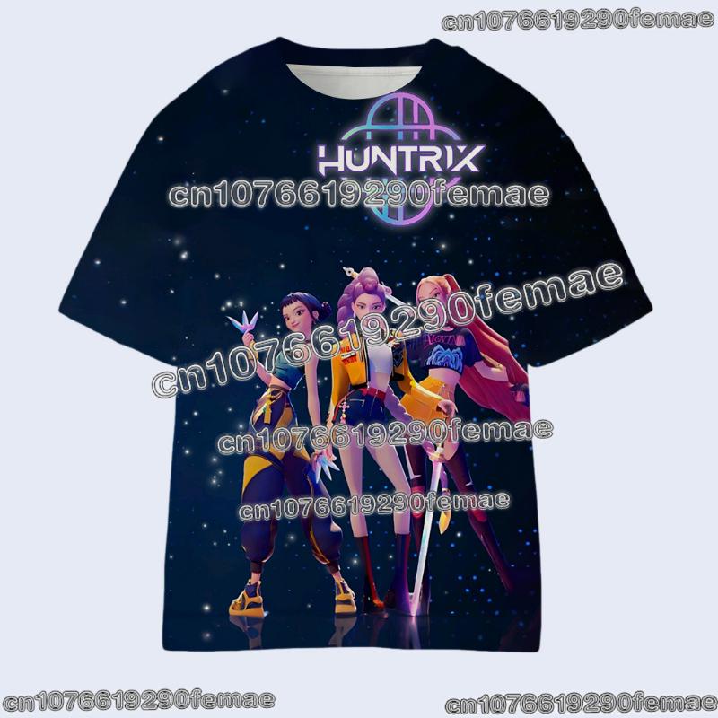 Kpop İblis Avcıları Çocuk Tişörtü Anime Çizgi Film Yazlık Kısa Kollu Günlük Harajuku Tişört Erkek Kızlar Havalı Hediye Üstler