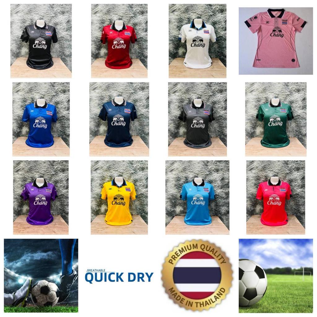THAILAND National Football Soccer Vintage Shirt Polo Women Training JERSEY CHEER Print Quick Dry Short Sleeve Uniform Elephant Beer Flag Badge Logo