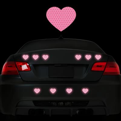 10pcs Heartbeat Reflective Decals, Self-Adhesive Vinyl Stickers for Car, Motorcycle, Helmet - Durable and Waterproof
