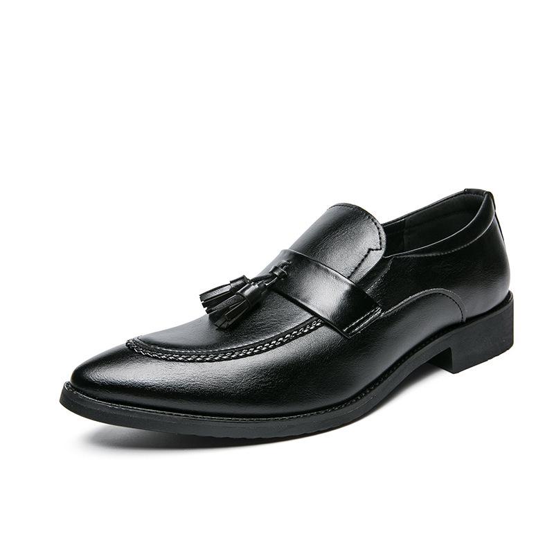 Men's British Style Tassel Loafers - Casual Leather Slip-On, Large Size, Pointed Toe
