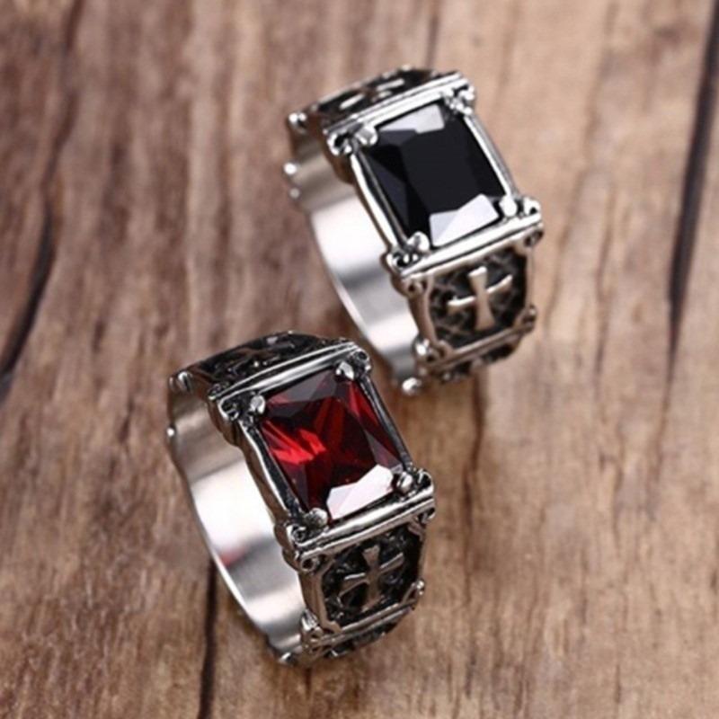 Fashionable, Powerful and Retro In Design, This Ring Features Gemstone Inlays and Is Suitable for Men's Finger.