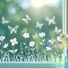 2026 Spring White Flowers & Butterflies Electrostatic Window & Door Stickers for Glass Decoration