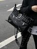 JIAERDI Rivet Black Tote Bag Women Y2k Grunge Vintage Large Capacity Crossbody Bags Ladies Moto Biker Luxury Designer Handbag