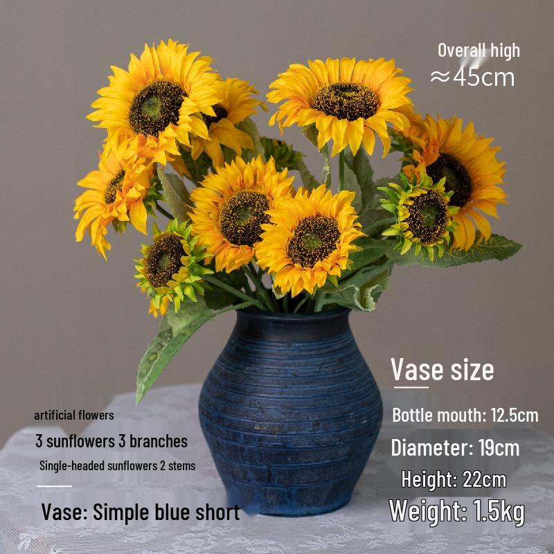 Sunflower Silk Flower Arrangement: Artificial Dried Flowers for Living Room, Dining Table, and Photo Props