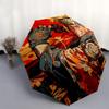 1pc Golden Warrior Naruto Pattern Automatic 3-Fold Umbrella, 8 Iron Frames, High-Value Folding Umbrella, Suitable for Office, Travel and Outdoor