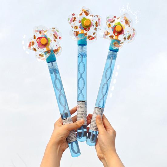 Windmühlen-Seifenblasenstab Große Kapazität Interaktiver Seifenblasenmacher Cartoon Outdoor Sommer Spielzeug für Kinder Seifenblasen-Spielset für Party Picknick Strand