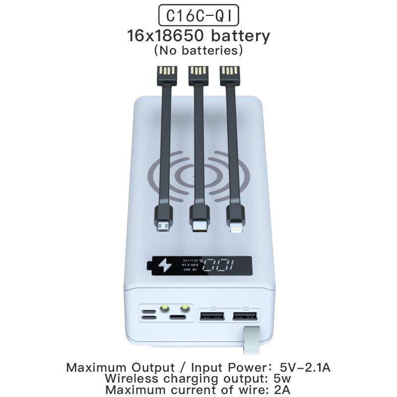 C16C 18650 Bază pentru bancă de alimentare DIY cu cablu micro USB tip C Lanternă Carcasă pentru bancă de alimentare rapidă Suport baterie 18650 Cutie de încărcare Carcasă