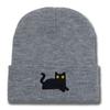 Cute Knit Beanies Embroidery Knit Cap Casual Embroidered Cat Knitted Hat  Winter