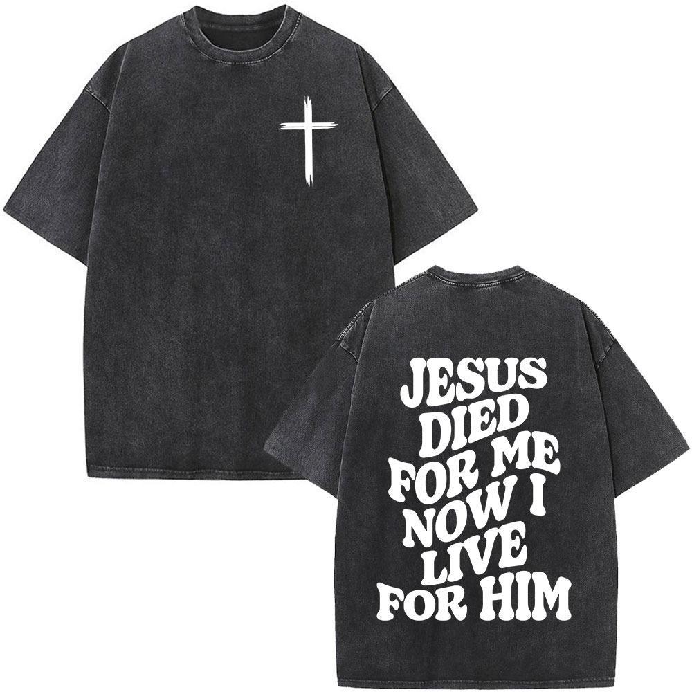 Faith in Fear Bible Washing T-shirt Men's Fashion Retro Oversized T-shirt Harajuku T-shirt
