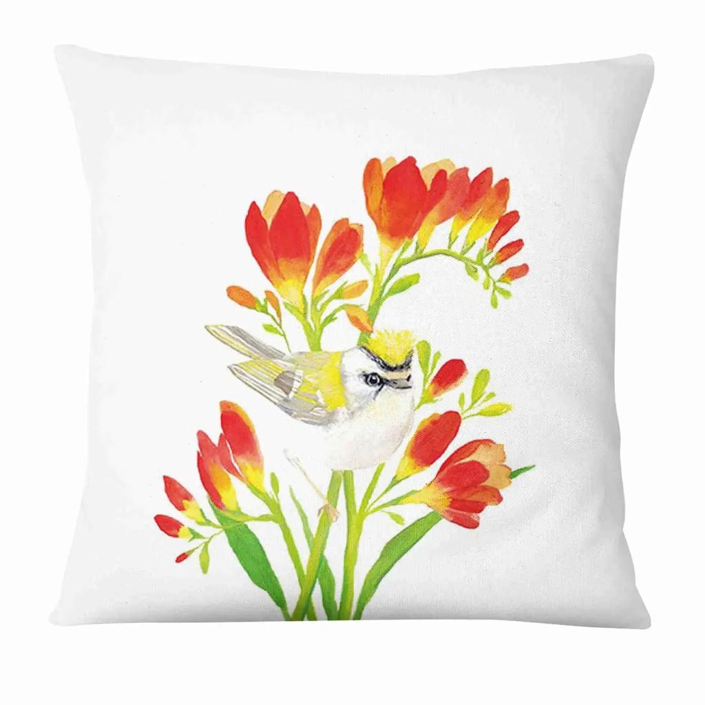 Office Decoration Cushion Cover Luxury Home Pillowcase Square Painted Flower Bird Butterfly Print Decoration