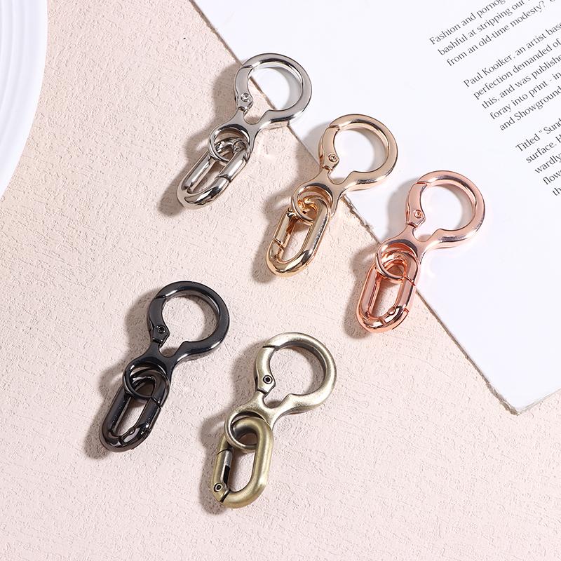 1/3Pcs Double Opening Swivel Clasp Clips Metal Spring Snap Hooks With Key Ring For Diy Keychains Craft Accessories