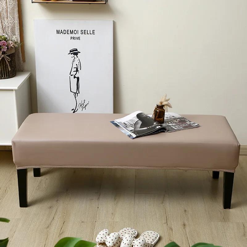 Waterproof Dining Bench Cover PU Stretch Washable Upholstered Bench Slipcover Seat Protector Bench Covers for Dining Room