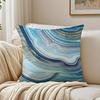 Blue Gold Wave-Shaped Pattern Pillow Case Double-Sided Plush Sofa Cushion Covers Organic Breathable Invisible Zipper