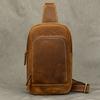 Neue Mode Herren Brusttasche Einzelne Schulter Rucksack Tasche Crossbody Brusttasche Vintage Stil Männliche Reise Taschen Echtes Leder Heiß