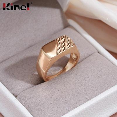 Kienl – bague carrée dorée brillante, tendance, grande taille, facile à assortir au quotidien