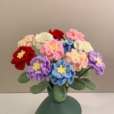 Peony Crochet Flower Bouquet Creative Knitted Flowers Knitting Flower Handwoven Plant Home Decor Gift