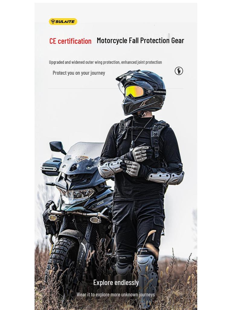 Motorcykelknä- och armbågsskydd för män och kvinnor - Andningsbart sommarskydd för körning och touring