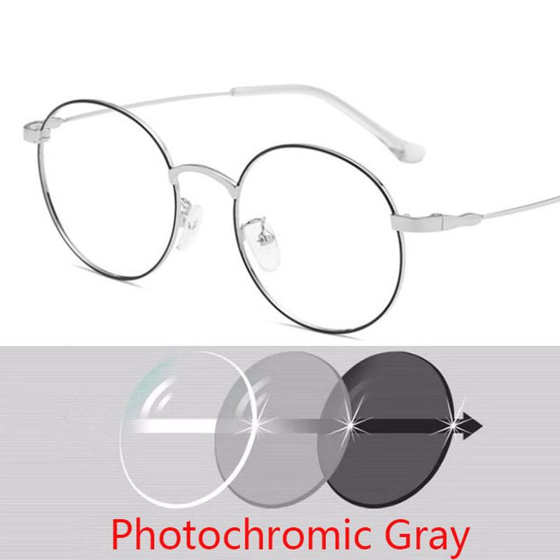 -0.5 -1.0 -1.5 -2.0...-6.0 Radiation Protection Round Eyewear Women Metal Spectacles Men Optical Glasses