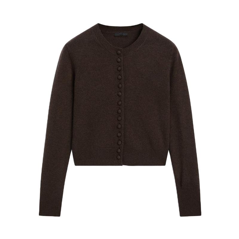 MD Spring New Women's Clothing French Simplicity Wind Round Neck Long Sleeves Wool Blend-Knitted Cardigan 5700637