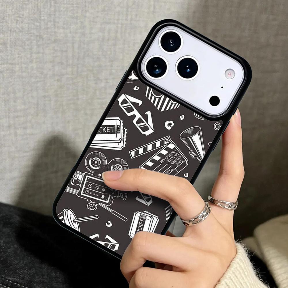 Capa Case for iPhone 17 Air 16 Pro Max 15 Plus 11 13 Mini 14 12 Back Phone Cover Film Movie Clapperboard Clapper Board