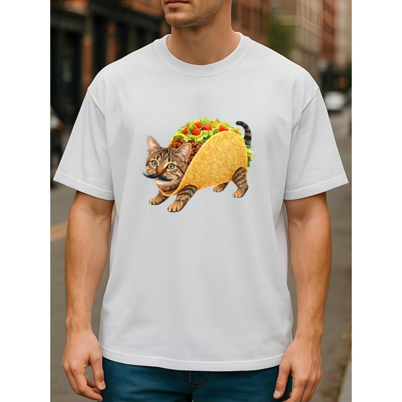 European Size Taco Cat Dog Litter Box Cleaner Foodie Fun Seasonal Comfort T-Shirt, Simple and Fashionable for Men, Suitable for Outdoor Sports