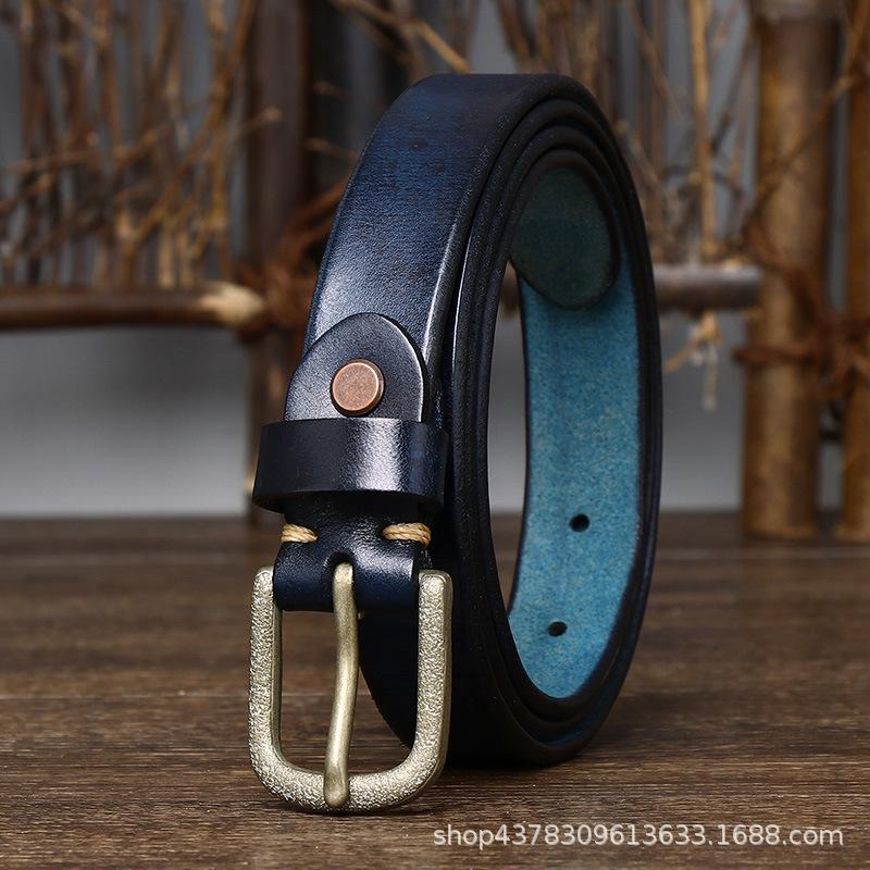 

2,4 см в ширину, ретро-модный трендовый ремень, женский, из натуральной кожи, первый слой, из коровьей кожи, универсальный ремень для джинсов 90cm