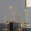 Athlete Crystal Ball Figurine Iron Gold Desktop Ornament Bedroom Living Room