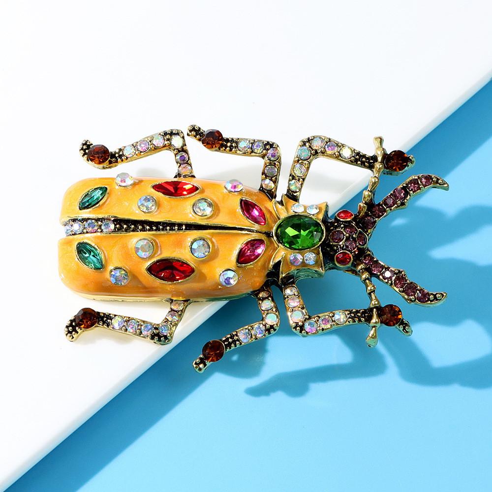 Tier Vintage Emaille Käfer Brosche Anstecknadel Mit Strasssteinen Für Männer Frauen Mode Accessoire