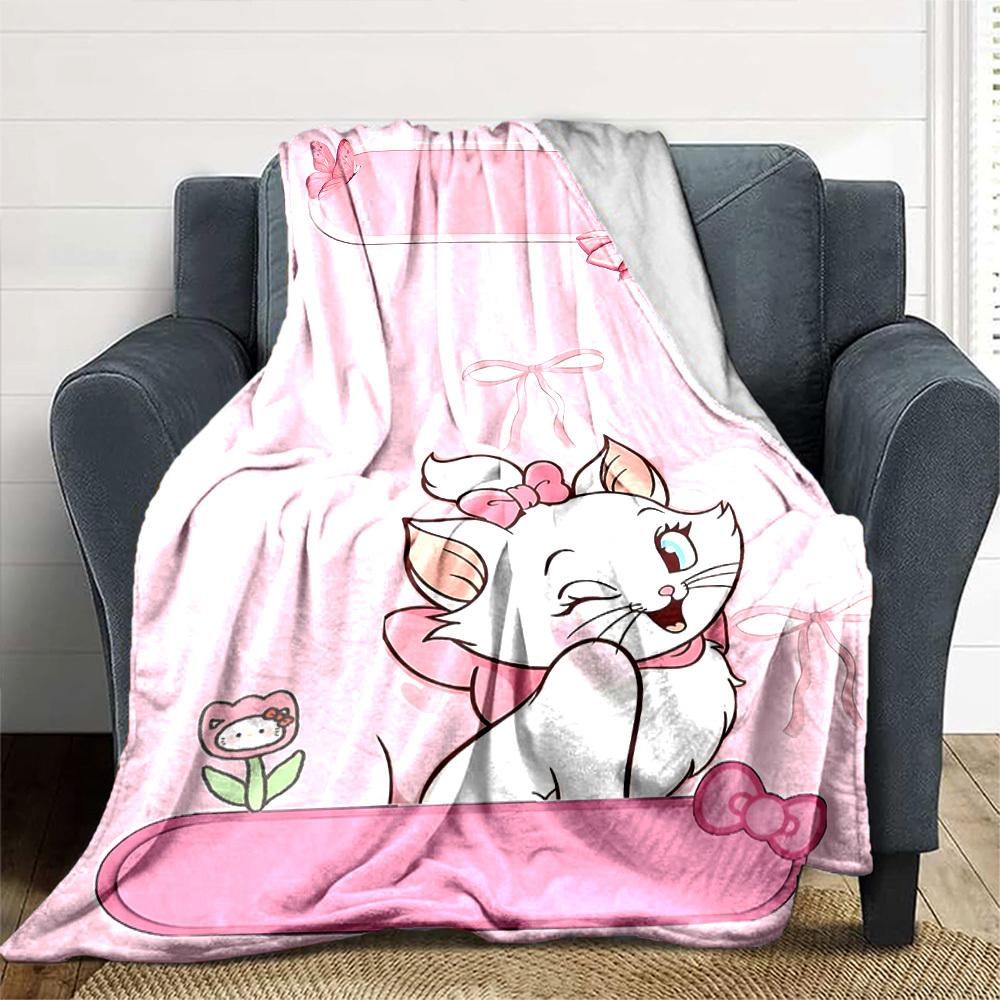 1pc cat bowknot blanket Lightweight Flannel Throw for Sofa Bed Travel Camping Livingroom Office Couch Chair