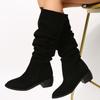 New large size pleated boots women's large size tall Martin boots European and American suede thick heel pile