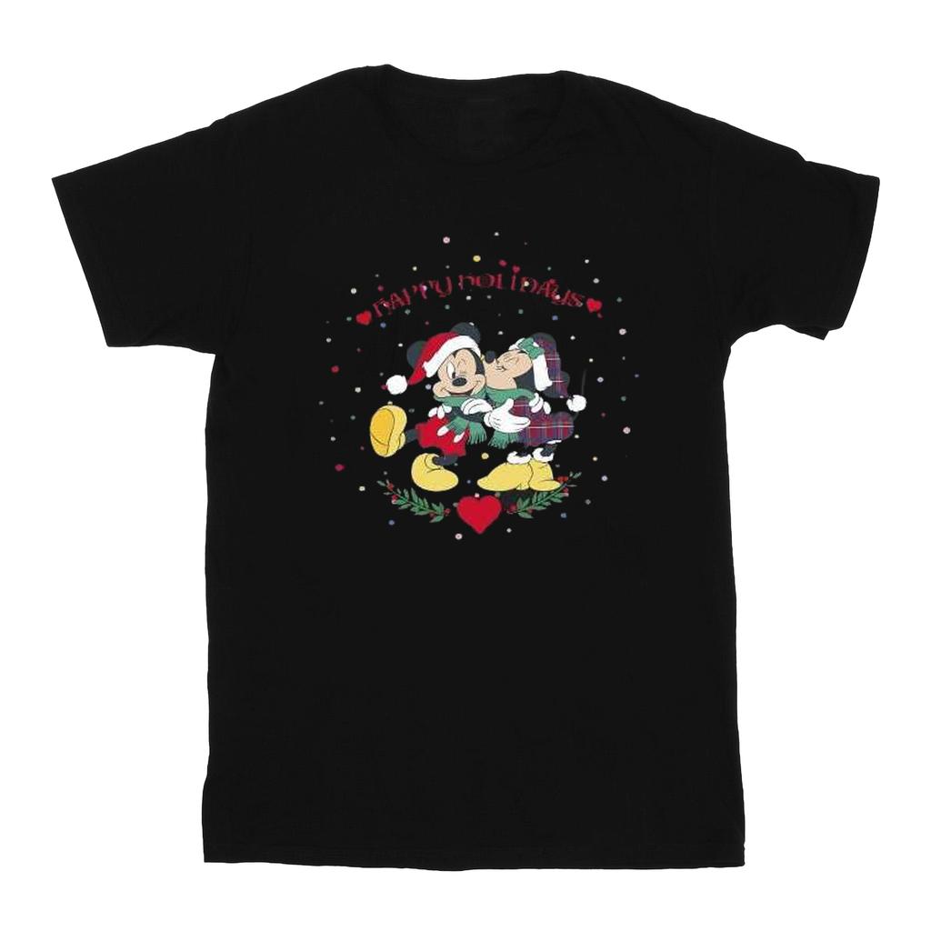Disney Womens/Ladies Mickey Mouse Mickey Minnie Christmas Cotton Boyfriend T-Shirt