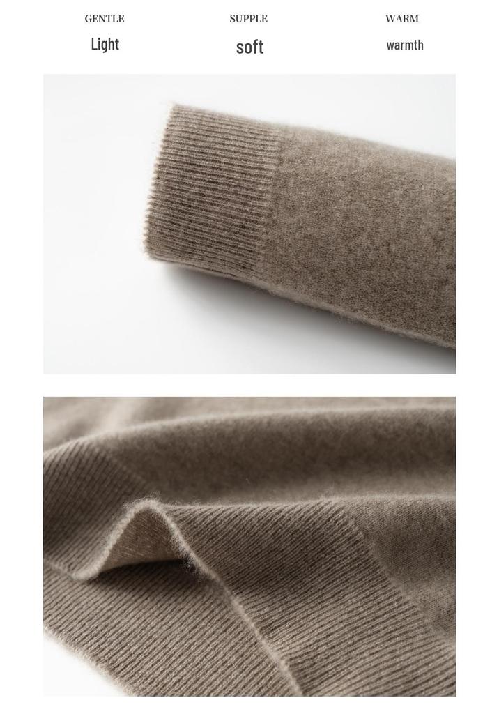 2025 Autumn/Winter Women's Cashmere V-Neck Sweater - Seven-Gauge, Long Sleeve, Loose Fit, Casual Base Layer