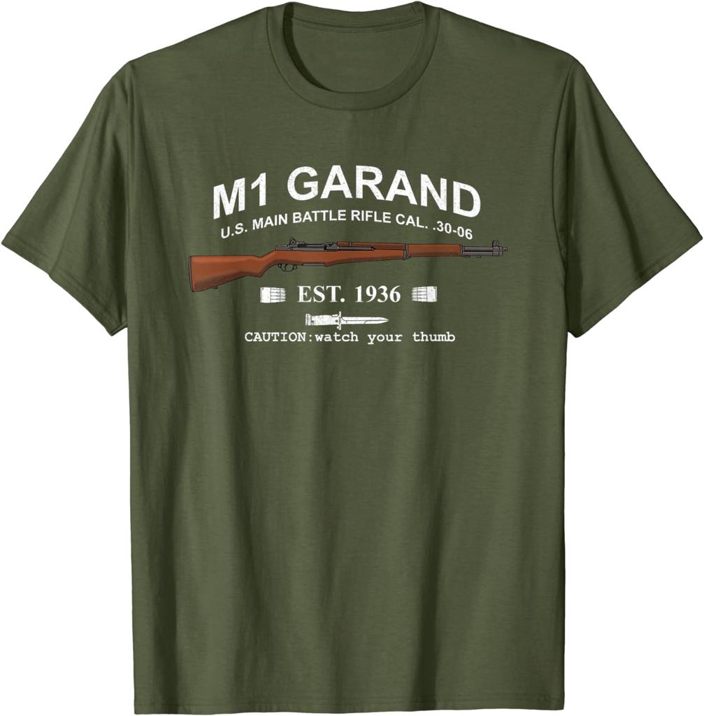 M1 Garand Rifle Gun Watch Your Thumb EST 1936 Unisex TShirt Short Sleeve Casual Cotton Summer T Shirt