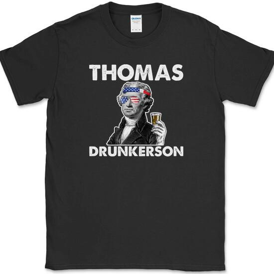 

THOMAS DRUNKERSON T-Shirt Funny 4th of July Drinking Humor Party USA Tee S
